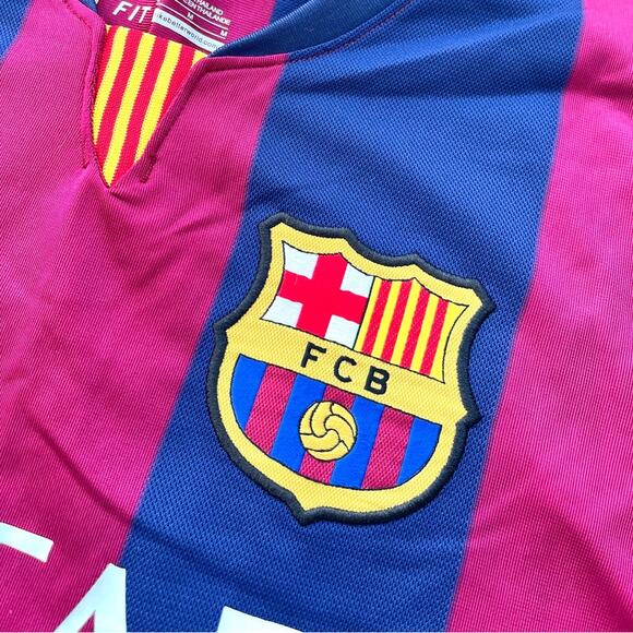 2014 2015 Nike Long Sleeve Barcelona Messi Home Football Jersey | Medium - Picture 4 of 10